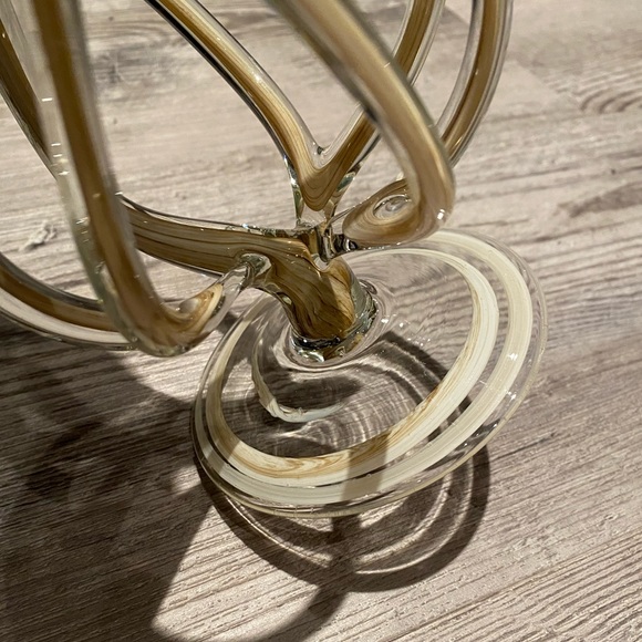 Jozefina Krosno Art Glass Hand Blown Marble Beige & Brown Oil Lamp - Picture 6 of 7